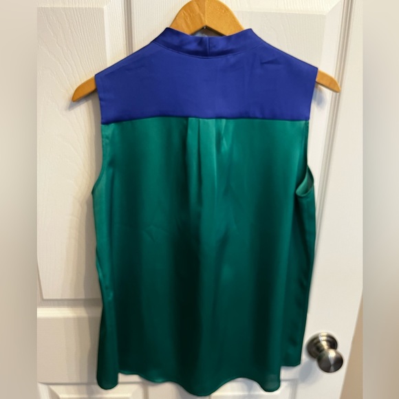 Nipon Boutique Separates Colourblock Sleeveless Faux Satin Button down Shirt - Picture 3 of 13